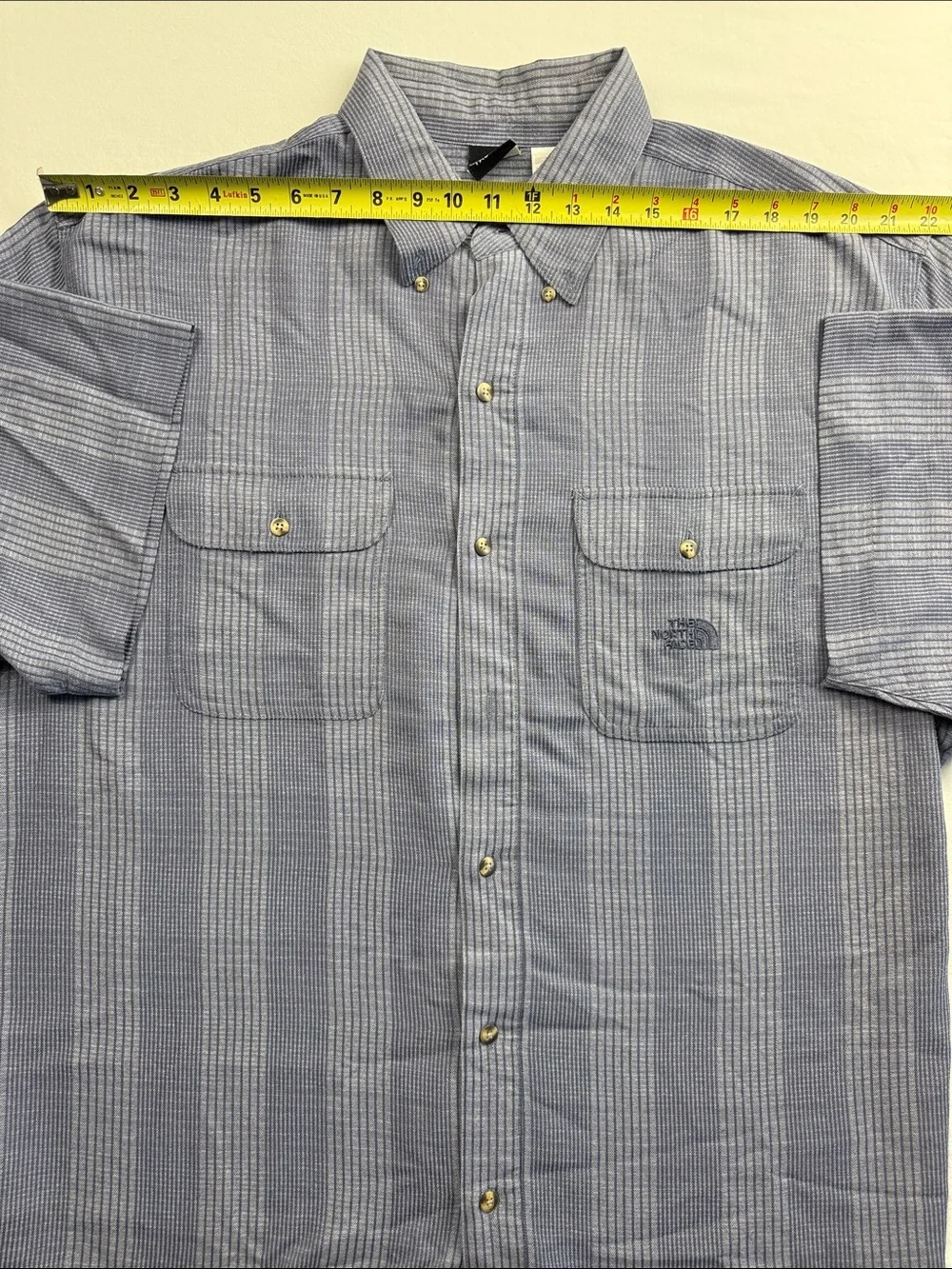 The North Face Men's Light BlueGrey Vertical Stripe Button-Down Shirt